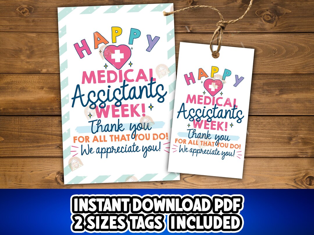 Medical Assistant Week Tag Printable, Medical Assistant Gift Tag, Happy ...