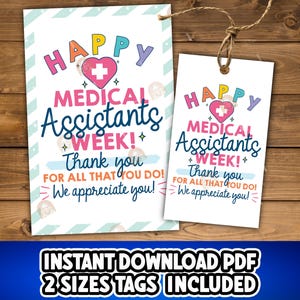 Medical  Assistant Week Tag Printable, Medical Assistant Gift Tag, Happy MA Week Gift tag, Thank you MA appreciation tag, MA week cookie tag