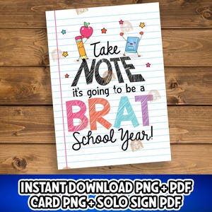 Bord middelbare school terug naar school, notitiekaart afdrukbaar grappig bord eerste dag voor oudere kinderen, Gen Z-jargon 1e schooldag cadeau van PTO