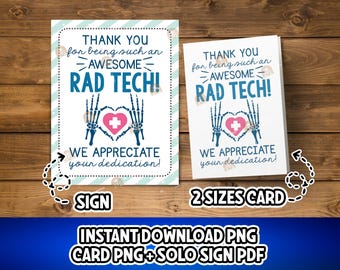 Rad tech Gift for Rad Tech Week Gift, Printable Rad Tech Card, Thank you Rad Tech Appreciation Sign, Radiologic Tech Week, Xray Tech Gift