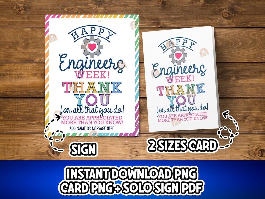Printable Engineers Week Sign, Thank You Engineers Week Gift for ...