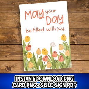 Carte imprimable Joyeux 1er mai, enseigne du 1er mai, décoration du 1er mai, carte-cadeau 1er mai, enseigne de la fête du Travail 1er mai, carte de printemps, carte panier du 1er mai