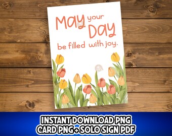 Happy May Day druckbare Karte, Maitag Zeichen, Maitag Dekoration, Geschenkkarte zum Maitag, Zeichen zum Maitag Arbeitstag, Frühlingskarte, Korb Karte zum Maitag