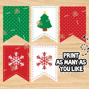 Merry Christmas Banner Printable, Xmas Banner for Christmas Decor ...