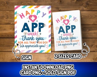 APP Week Sign, Printable APP Week Card, Advanced Practice Provider Week, Thank you APP Appreciation Week Gift, Instant Download