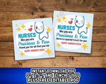 Nurses Week Tag, Nurse appreciation tags printable, National Nurses Week, Nurse Week Gift Tag, Happy Nurses Week Tag, Nurse Cookie Tag