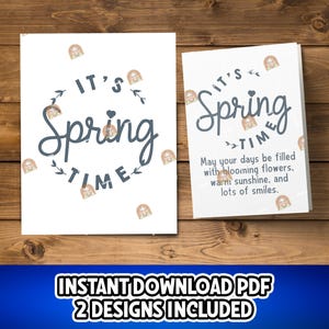Tarjeta de primavera imprimible, cartel de "Es primavera", tarjeta de felicitación de "Hola primavera", regalo de primavera minimalista, elegante tarjeta de primavera para el equinoccio de primavera