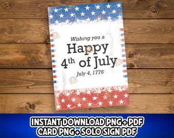 Letrero vintage del 4 de julio, tarjeta imprimible del 4 de julio, póster del 4 de julio, regalo patriótico del 4 de julio, letrero del Día de la Independencia del 4 de julio de 1776