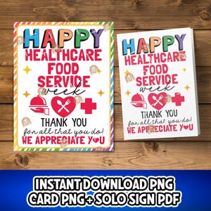 Healthcare Food Service week Card Printable, Healthcare Food Service workers week Signs, Food service week gifts, Medical Food Service Week