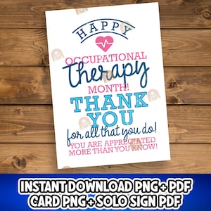 Maandkaart ergotherapie afdrukbaar, ergotherapeut cadeau, Happy OT Month-bord, bedankt OT Appreciation-poster, OT-maandcadeau