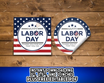 Labor Day Tags, Happy Labor Day druckbare Tags, Geschenkanhänger am Labor Day, Amerikanische Flagge, Tags für Geschenkekörbe für Mitarbeiter