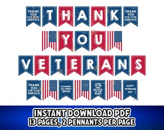 Veterans Day Banner Glitterato | Striscione Thank You Veterans | Decorazioni Patriottiche 2.9m Per Festa