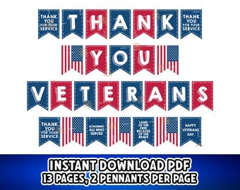 Veterans Day Banner Glitterato | Striscione Thank You Veterans | Decorazioni Patriottiche 2.9m Per Festa