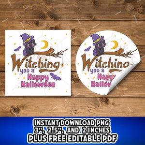 Witch gift tag, Printable Happy Halloween Gift Tag, Halloween Treat Bag Tag, Halloween Favor Tag, Halloween School tag, Halloween cookie tag