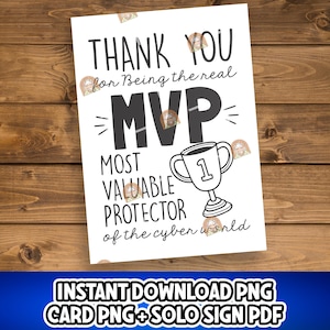 Regalo di apprezzamento per la sicurezza informatica IT stampabile, cartello del mese della sicurezza informatica, biglietto del mese di sensibilizzazione sulla sicurezza informatica, regalo di ringraziamento per la sicurezza informatica