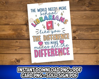 Schoolbibliothecaris cadeau, afdrukbare bibliothecariskaart, bibliothecaris bedankt, bibliothecaris dagcadeau voor bibliothecaris waarderingsdag, bibliotheekweekcadeau