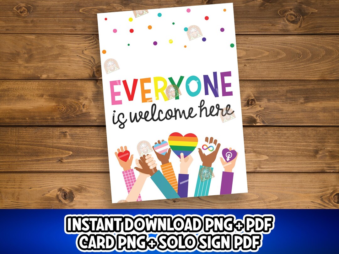 Everyone is Welcome Here Sign, Printable Inclusive Classroom Décor, No ...