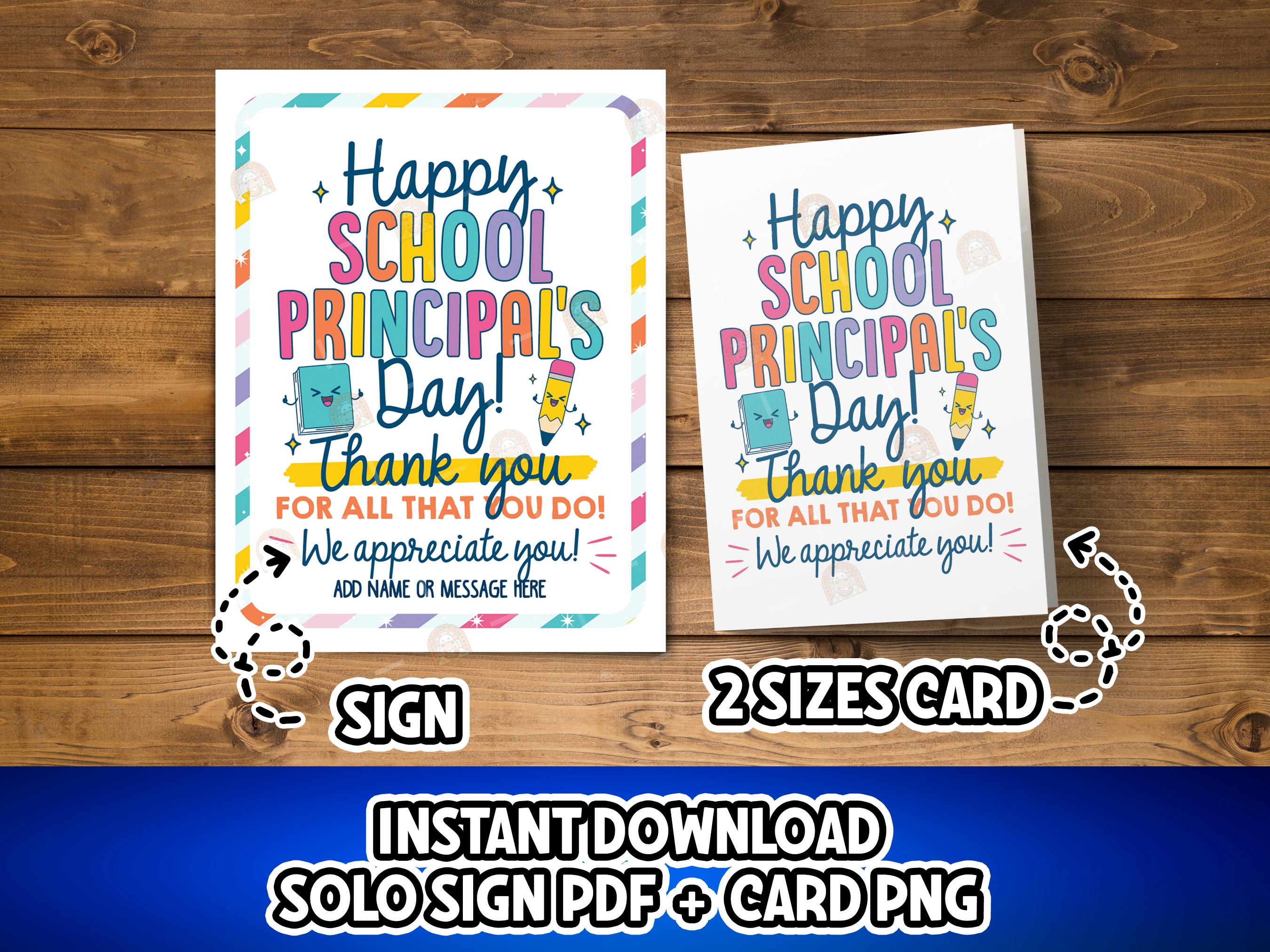 Principals Day Card Printable, Thank You Principal Appreciation Sign - Etsy