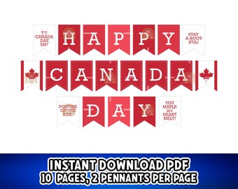 Canada Day Banner Printable, Canada Day Decor, Happy Canada Day Decoration, Canada Day Signs, July 1st Canada Day Ideas, Canada Day Garland