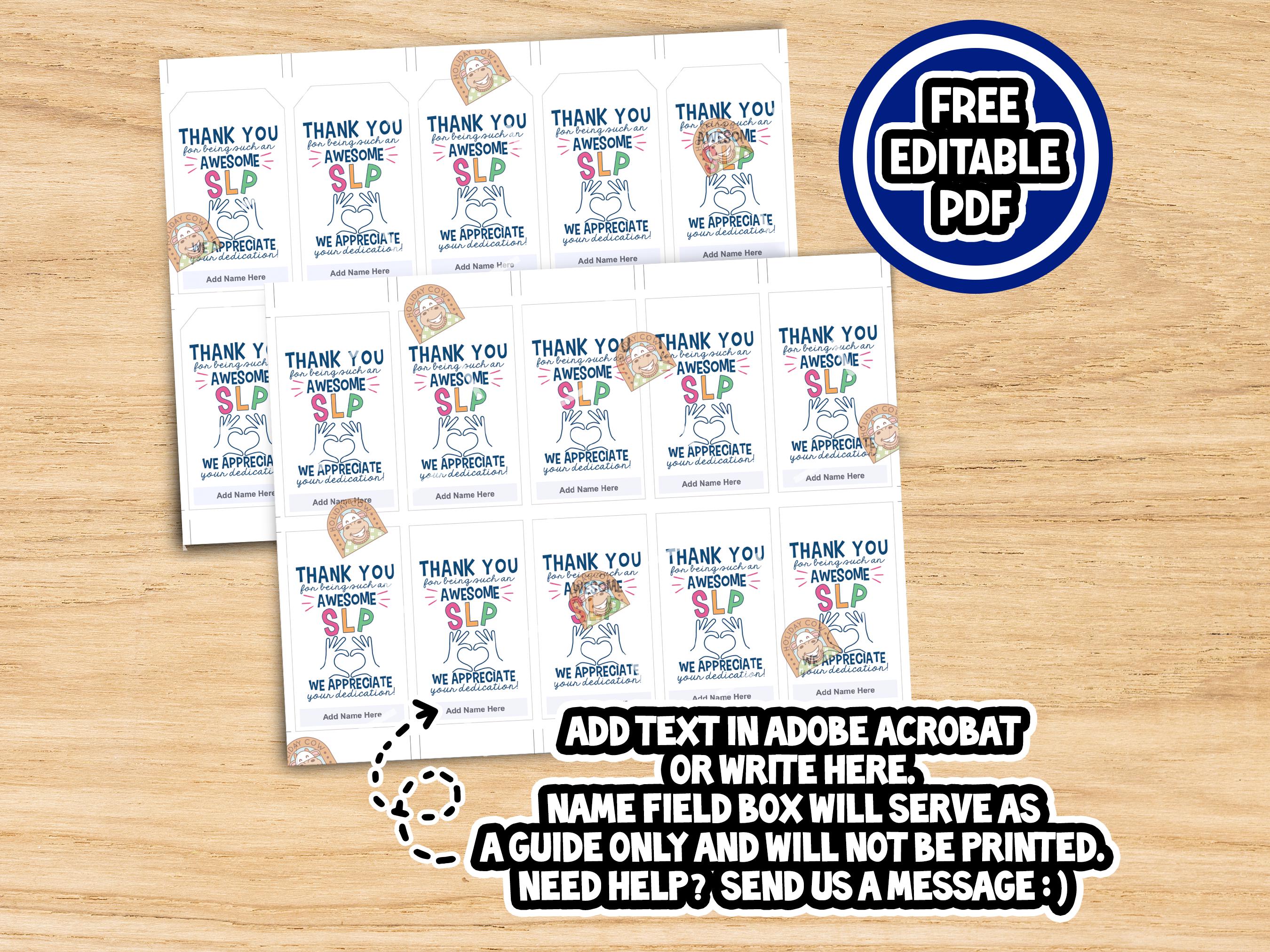 SLP Gift Tag, SLP Tag Printable Speech Language Pathologist Tag, Speech ...