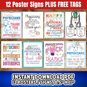 National Physicians Week Signs Printable, Thank You Physician Week Posters, Physicians Week Decor, Physician Appreciation Gift for Physician