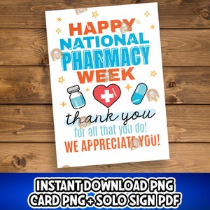 Pharmacy Week Card Printable, Pharmacist Thank you Gift, Happy Pharmacy Week Sign, Pharmacist Week Poster, Gift for Pharmacist Appreciation