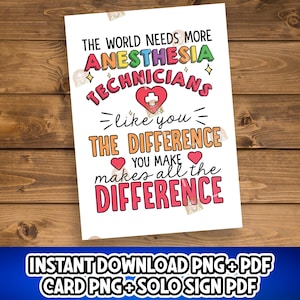 Printable Anesthesia Tech Gift, Anesthesia Tech Week Sign, Anesthesia Technologists Day Card, Anesthesia Technician Appreciation Poster