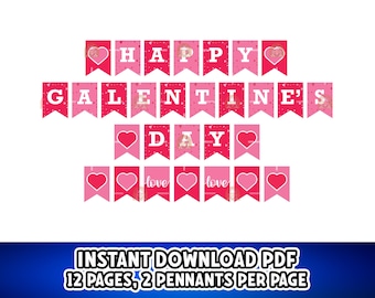 Happy Galentine’s Day Banner Printable, Galentine Banner, Valentines Day Party Decoration, Girls Night Galentine Decor, Galentines Day Sign