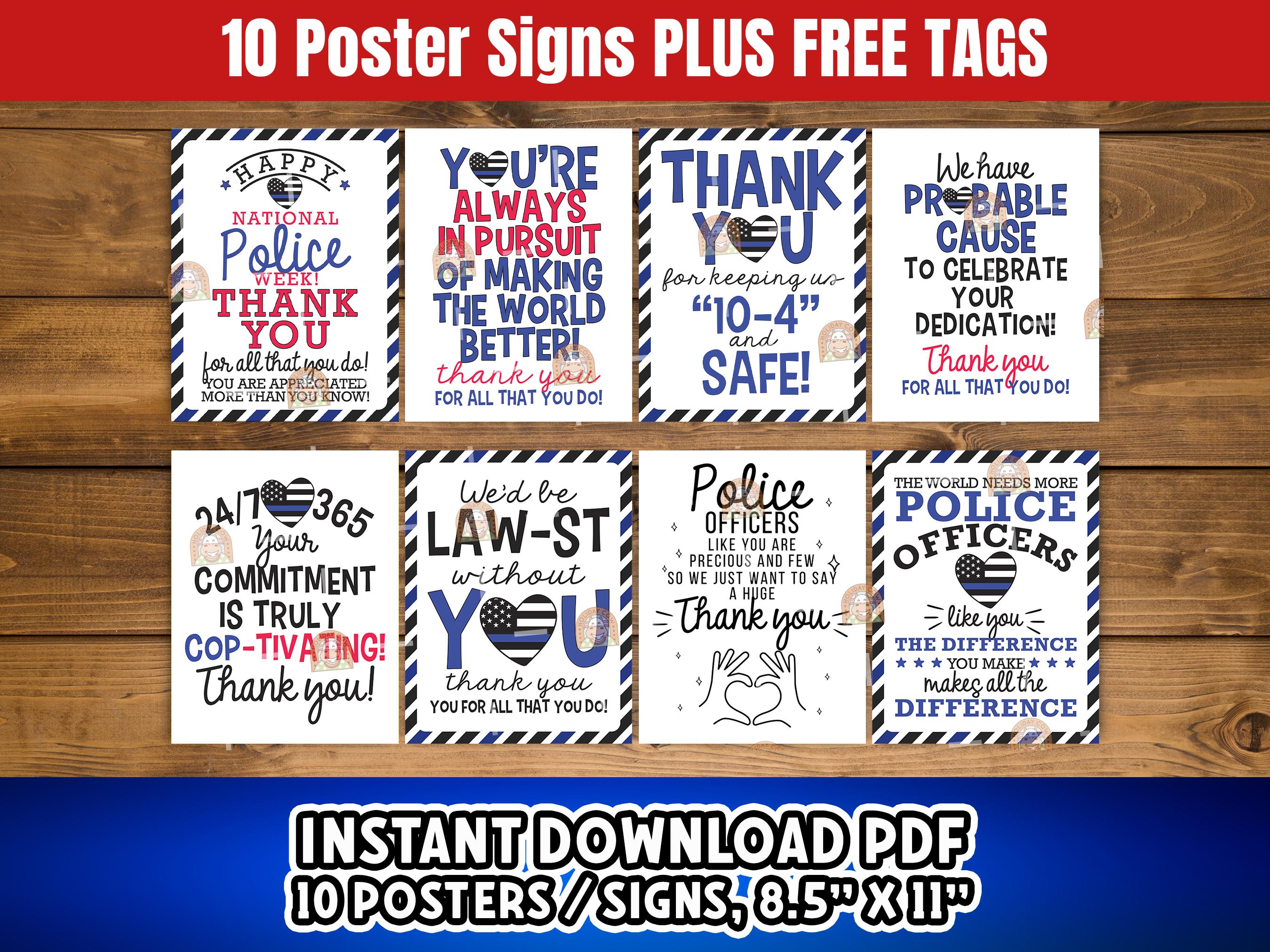 Letreros imprimibles de la Semana de la Policía, carteles de la Semana  Nacional de Oficiales de Policía, obsequio de agradecimiento a la policía,  letrero de agradecimiento a la policía, decoraciones de la, image size:2700x2025