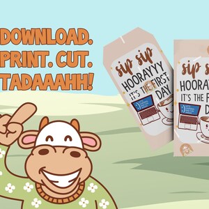 Sip Sip Hooray It's the First Day Coffee Tag, Printable First Day of ...