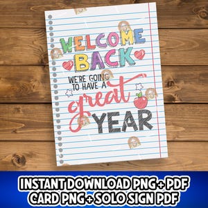 Willkommen zurück Zeichen druckbar, Willkommen zurück in der Schule Karte, Erster Schultag Geschenk, 1. Schultag Dekor, Januar Neujahr Zeichen