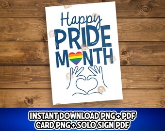 Pride Month Gift, Printable Pride Month Card, Happy Pride Month Sign, Pride Month Poster, Pride Greeting Card, LGBTQIA Pride Month Decor