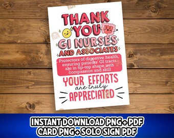 GI Nurse Gift, GI Nurses and Associates Week Sign Printable, Thank you Gi Nurses Card, Gi Nurse Appreciation Gift, Gi Week Gift for GI Nurse