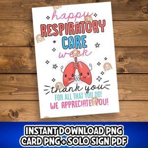Regalo de la Semana de la Atención Respiratoria, Tarjeta de agradecimiento imprimible para terapeutas respiratorios, Póster de agradecimiento para terapeutas respiratorios, Letrero de la Semana de la Atención Respiratoria, Regalo de la Semana de la Atención Respiratoria