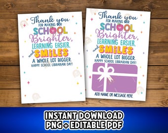 Schoolbibliothecaris dag cadeaukaarthouder afdrukbaar, bedankt bibliothecaris waardering cadeaukaart hoes