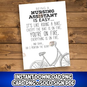 CNA week card printable, cna thank you card, Nursing Assistant Week card, Nursing Assistant card, cna appreciation sign, Funny cna week gift