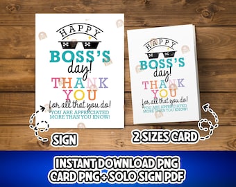 Letrero para el Día del Jefe, tarjeta imprimible para el Día del Jefe, regalo de agradecimiento para el Día del Jefe, decoración para el Día del Jefe.