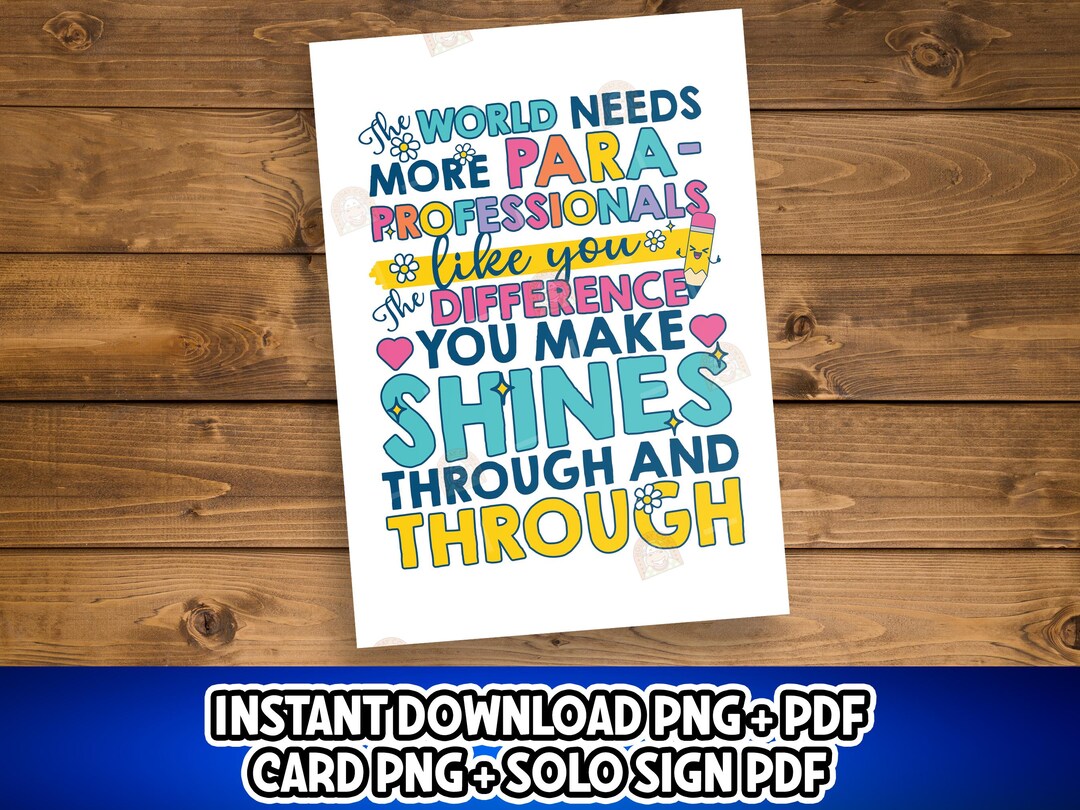 Paraprofessionals Day Gift Printable, Thank You Para Professional Day ...