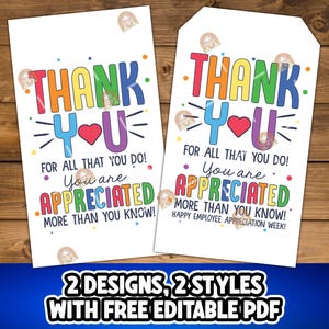 Employee Appreciation Week Gift tag Printable, Staff Appreciation, Thank You Employee tag, Employee Gift Tag, Staff Gift Tag, Staff Tag