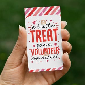 Valentijnscadeaukaartje Vrijwilliger Afdrukbaar, Dankjewel Vrijwilliger Valentijnscadeaukaartje, Een kleine traktatie voor Vrijwilliger So Sweet treat-tag, download