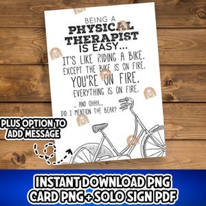 Physical Therapist Card Printable, Physical Therapy Day Gift, Physiotherapist Appreciation Gift, PT Thank you Card, World PT Day Gift for PT
