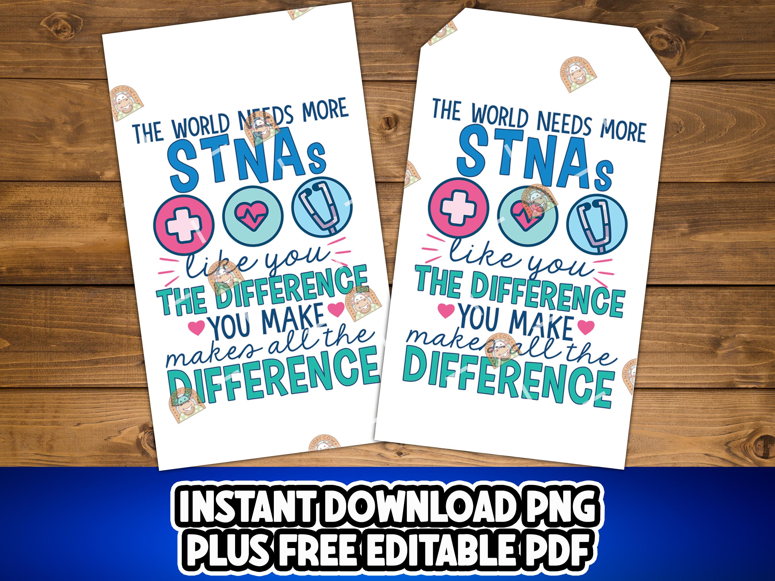STNA Gift Tag, STNA Tag Printable, Thank You Stna Appreciation Tag for ...