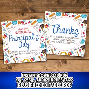 School Principal Gift Tag, Printable Principal Appreciation Tag, National Principal's Day Tag, Principal Thank You Tag, Principal Cookie Tag