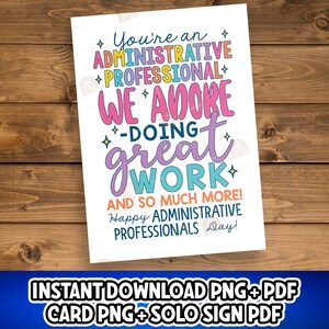 Administrative Professionals Day Sign, Printable Admin Appreciation Day ...