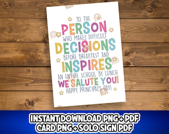 Principal Appreciation Card, School Principal Gift Printable , National Principal's Day Card, Principal Thank You Sign, Principal's Day Gift