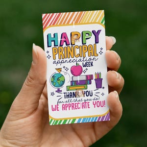 Principal Appreciation Week Tag Printable, National Principals Week Tag, School Principal Thank You Tag, Principal Cookie Tag, Principal Tag