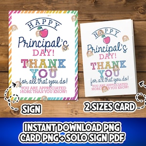 Cadeau de remerciement pour le directeur d'école, cadeau pour le directeur d'école, cadeau pour la fête nationale des directeurs d'école, panneau de remerciement imprimable pour directeur d'école, carte de directeur d'école