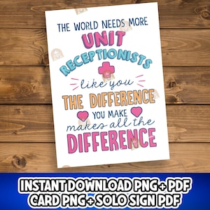 Unit Receptionists Week Gift Printable, HUC Week Gift, Happy Unit Receptionists Appreciation Week Sign, Thank You Medical Receptionist Card