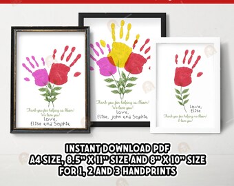 Valentine's Day Handprint Art Craft, Printable Mothers day Activity Craft, Father's Day Handprint Craft, Teacher Appreciation Gift from kids