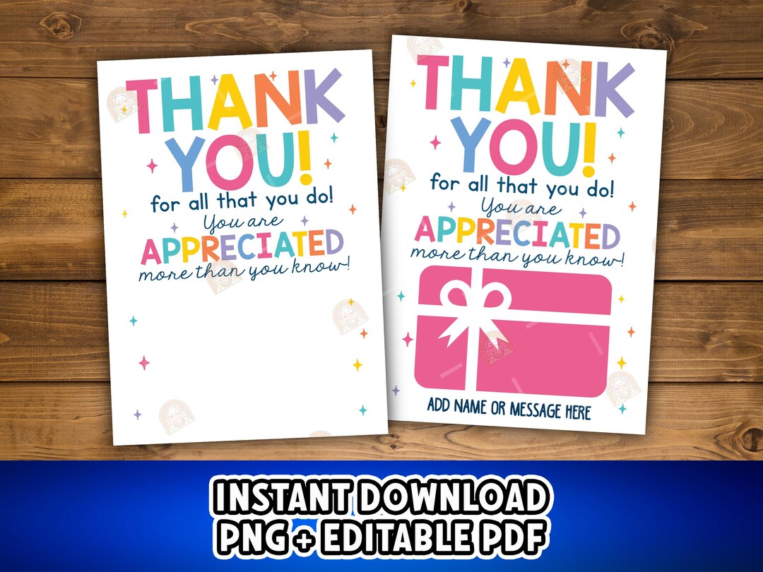 Employee Appreciation Gift Card Holder Printable, Staff Appreciation ...